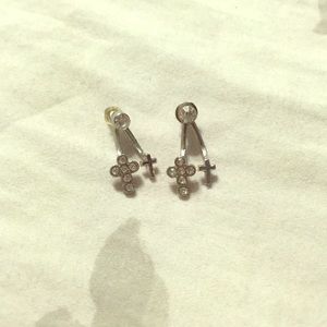 Silver cross stud earrings